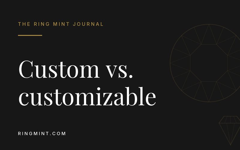 Headline over gold line art of cut diamonds on a dark background: Custom vs. customizable: what is the difference?