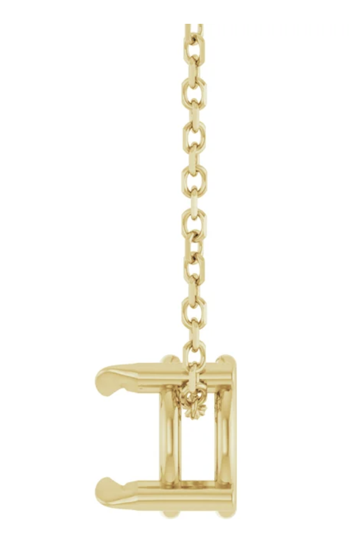 Side-view CAD rendering of the yellow gold diamond necklace setting.