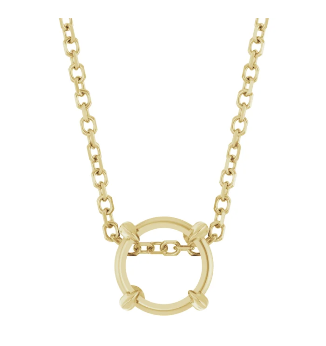 CAD rendering of the yellow gold solitaire necklace setting before the diamond is set.