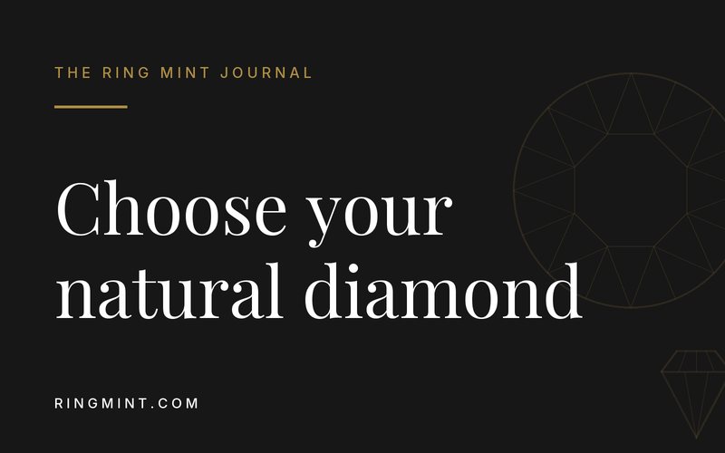 Choose your natural diamond in white type on a charcoal background