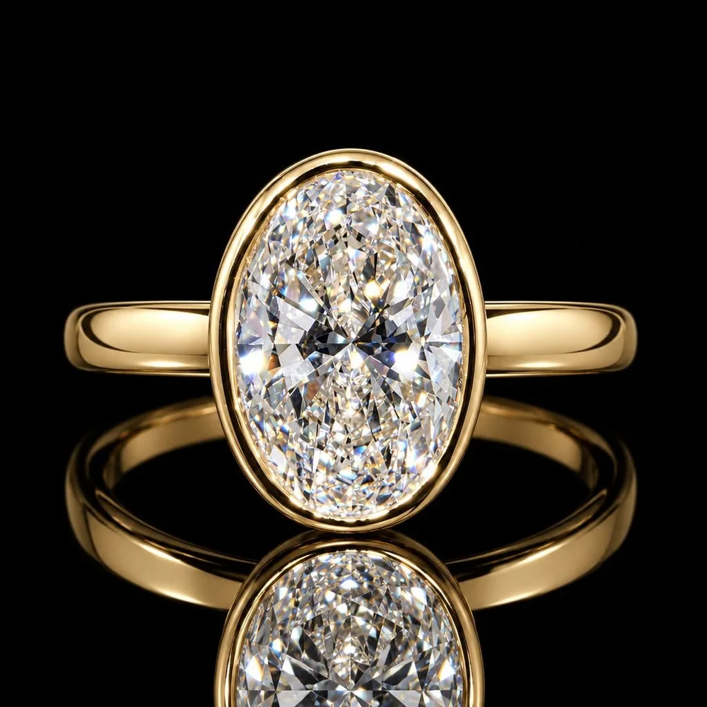 Oval diamond bezel-set ring